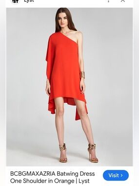 BCBGMAXAZRIA Orange One-Shoulder Batwing DressNWTs  Size M